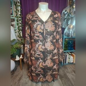 Plus Size Renaissance Art Bell Sleeves Mini Dress